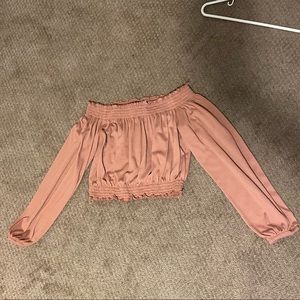 Medium Off The Shoulder Pink H&M Crop Top